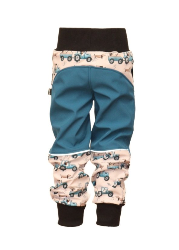 Softshellové kalhoty s fleecem - jezevčíci na traktoru