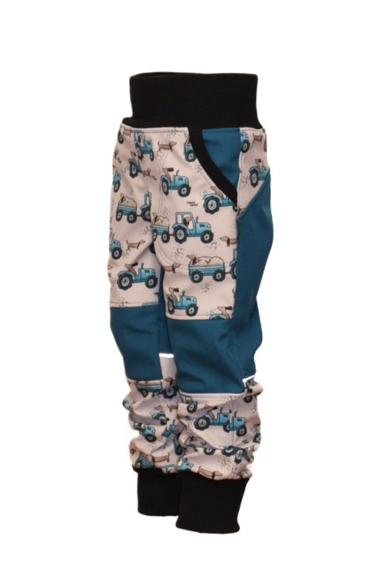 Softshellové kalhoty s fleecem - jezevčíci na traktoru