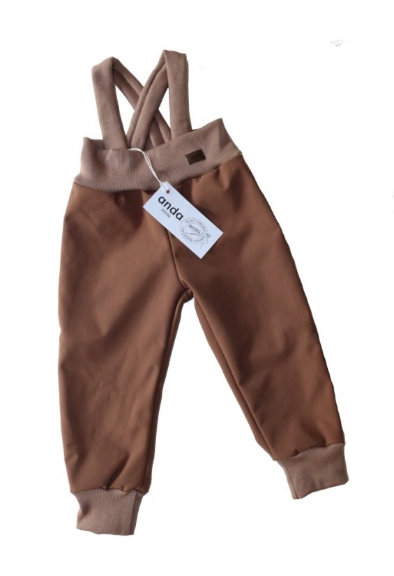 Batolecí softshellové kalhoty s fleecem a kšandami - Velikost: 74