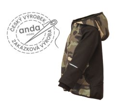 Softshellová bunda s fleecem khaki maskáč - černá
