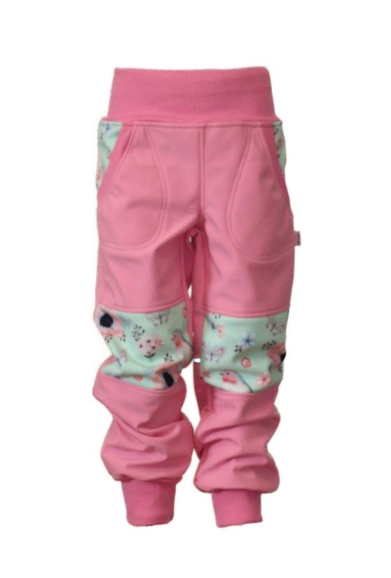 Softshellové kalhoty s fleecem - ptáčkové