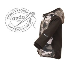 Softshellová bunda s fleecem šedý maskáč - černá