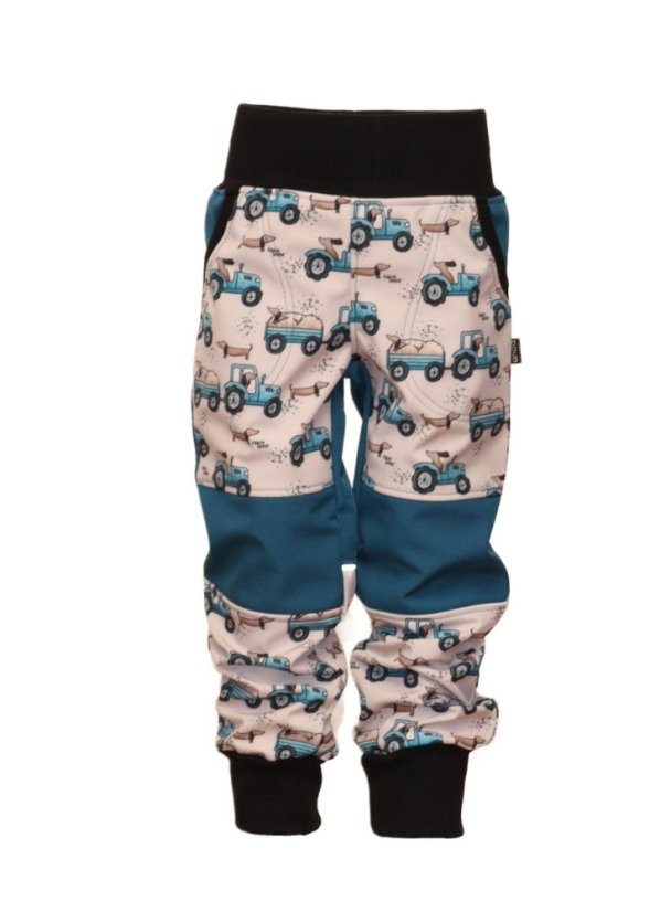 Softshellové kalhoty s fleecem - jezevčíci na traktoru