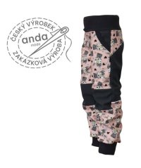 Softshellové kalhoty s fleecem vzor zvířátko