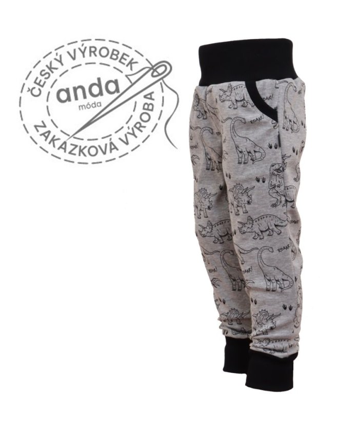 Tepláky s počesem - warmkeeper šedé melé dino