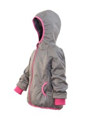 Softshellová bunda bez fleece šedé melé růžový lem