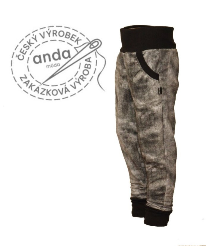 Tepláky bez počesu šedá riflovina