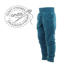 Dívčí tepláky bez počesu petrolejové