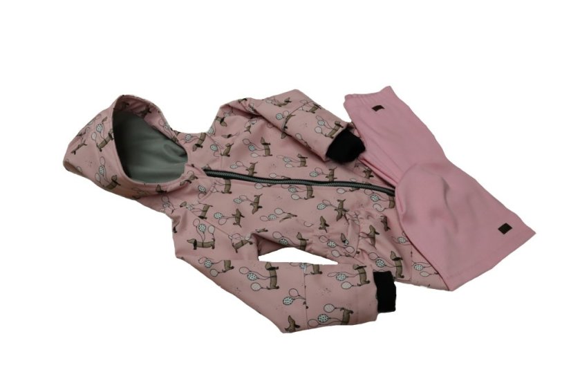 Softshellový kabátek s fleecem - jezevčíci s balónky