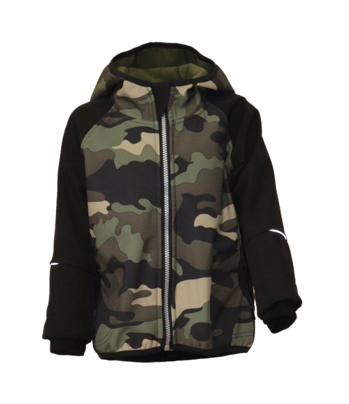 Softshellová bunda s fleecem khaki maskáč - černá