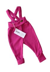 Žebrované kalhoty s kšandami - bordó