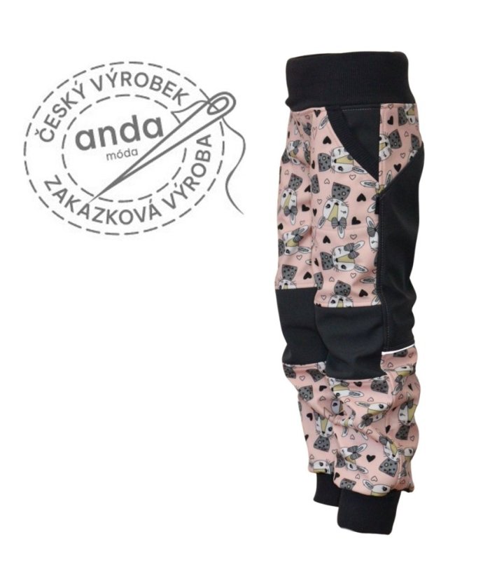 Softshellové kalhoty s fleecem vzor zvířátko