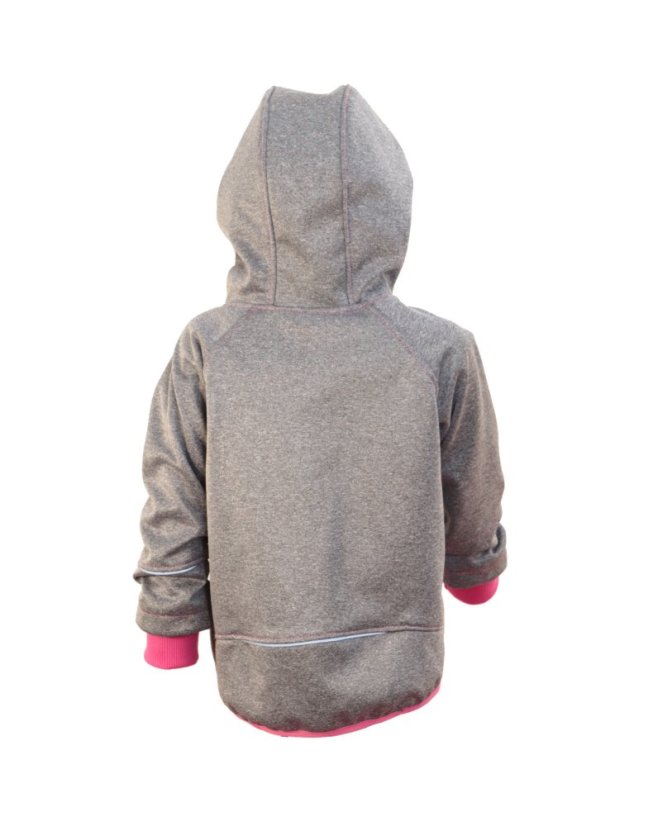 Softshellová bunda bez fleece šedé melé růžový lem
