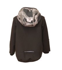 Softshellová bunda s fleecem šedý maskáč - černá
