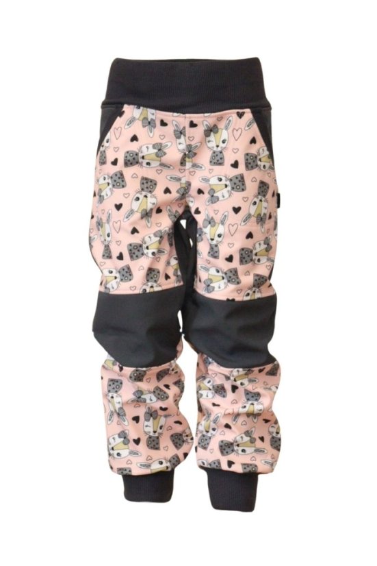Softshellové kalhoty s fleecem vzor zvířátko